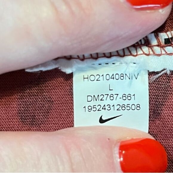 NIKE Long Sleeve Sportswear All Over Print Maroon Crew Leopard Shirt Size Large - Picture 6 of 6